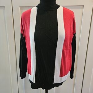 Elegant Women's Turtleneck Sweater - Red, Black, and White